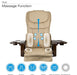 Beige pedicure massage chair top with various massage functions listed