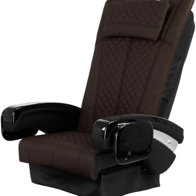 Brown massage chair top with black armrests