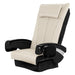 Cream massage chair with black armrests