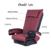 Red pedicure massage chair top with labels 