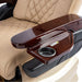 Beige Massage Chair pictured with brown armrest and cupholder