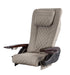 Light gray pedicure massage chair top with brown armrests