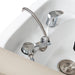 Closeup of shampoo bed sink with faucet and drain