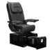 Pure III pedicure chair in black leather on a gloss black base with black armrests