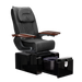Pure III pedicure chair in black leather on a gloss black base with walnut armrests