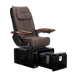 Pure III pedicure chair in chocolate leather on a gloss black base with walnut armrests
