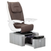 Pure III pedicure chair in chocolate leather on a gray base with white armrests