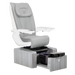 Pure III pedicure chair in gray leather on a gray base with white armrests
