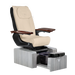 Pure III pedicure chair in khaki leather on a gray base with walnut armrests