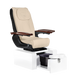 Pure III pedicure chair in khaki leather on a gloss white base with walnut armrests