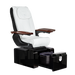 Pure III pedicure chair in white leather on a gloss black base with walnut armrests