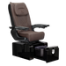 Pure III pedicure chair in chocolate leather on a gloss black base with black armrests