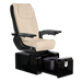 Pure III pedicure chair in khaki leather on a gloss black base with black armrests