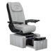 Pure III pedicure chair in gray leather on a gray base with black armrests