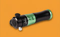 Handheld massage gun against orange background