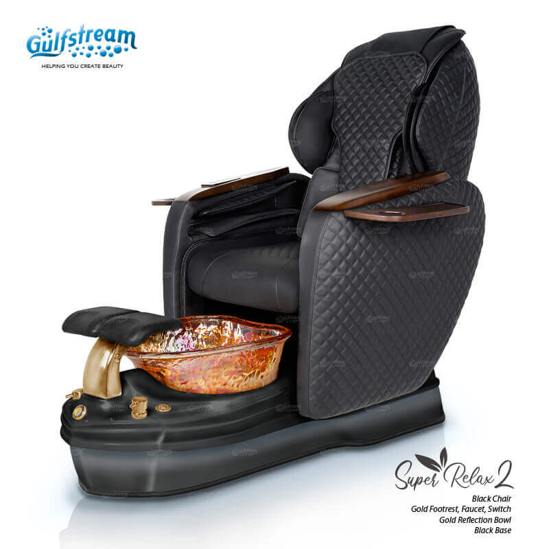 Gulfstream Super Relax 2 Spa with Black quilted Super Relax 2 chair, black base and amber glass bowl