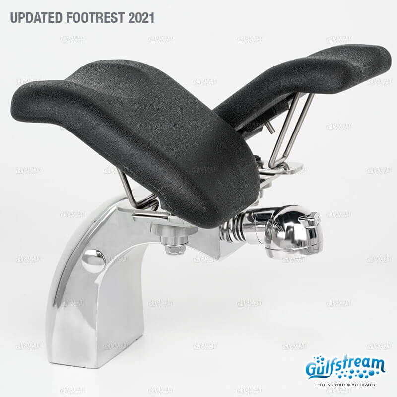 Chrome pedicure footrest with raised leg rest