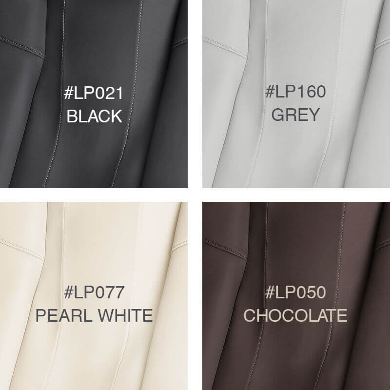 9690 chair upholstery colors: Black LP021, Grey LP160, Pearl White LP077 and Chocolate LP050