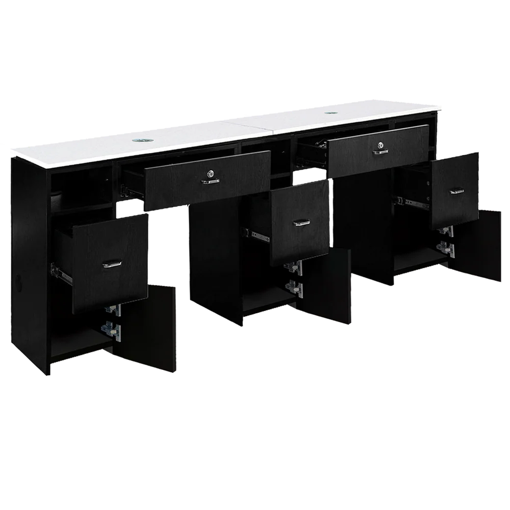 rear view of black double manicure table