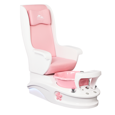 Rose pedicure chair on white base with rose basin