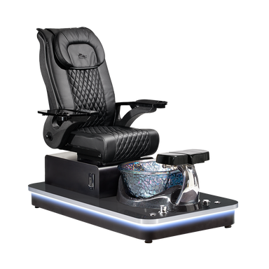 Black pedicure chair with black base and bowl