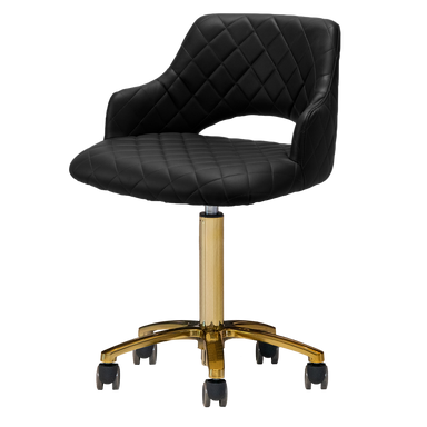 Black pedicure chair with gold accents