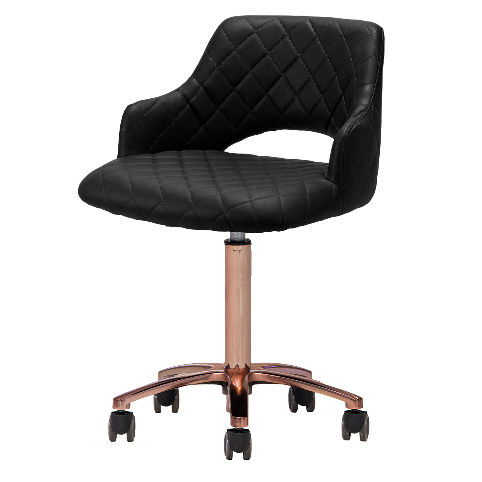 Black manicure chair with rose gold accents