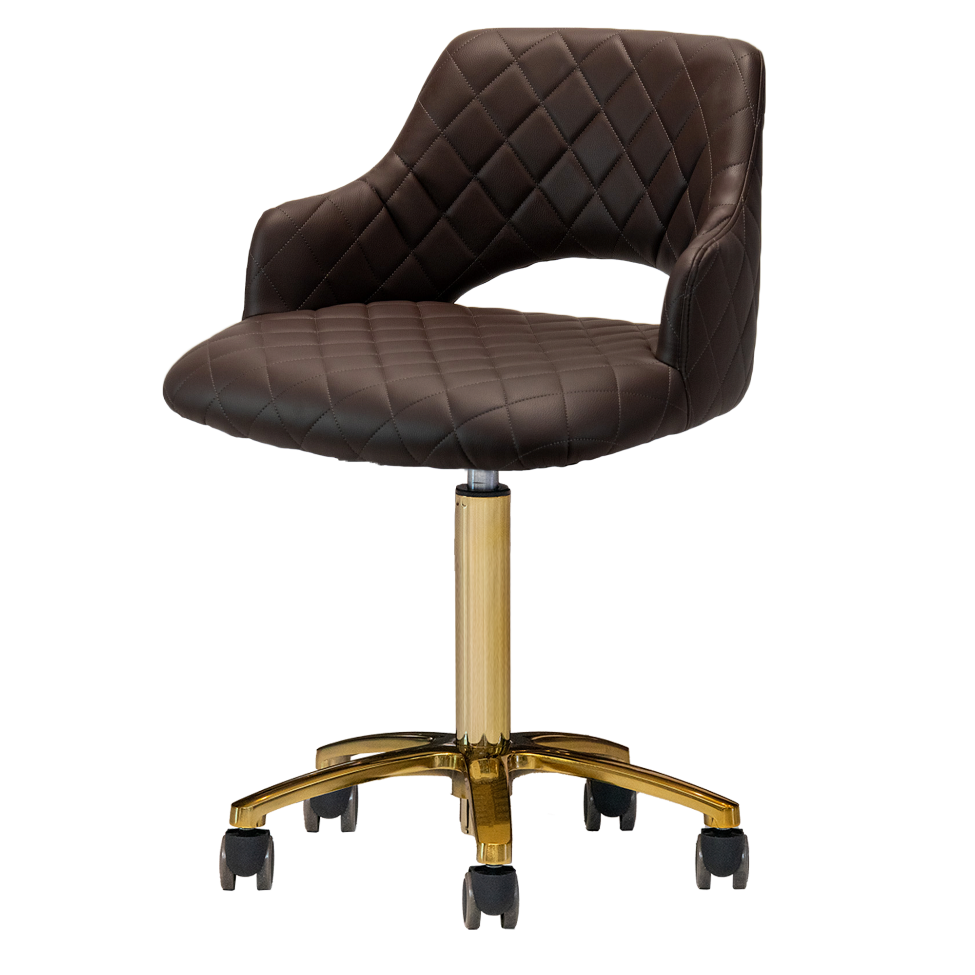 Chocolate manicure stool with gold accents