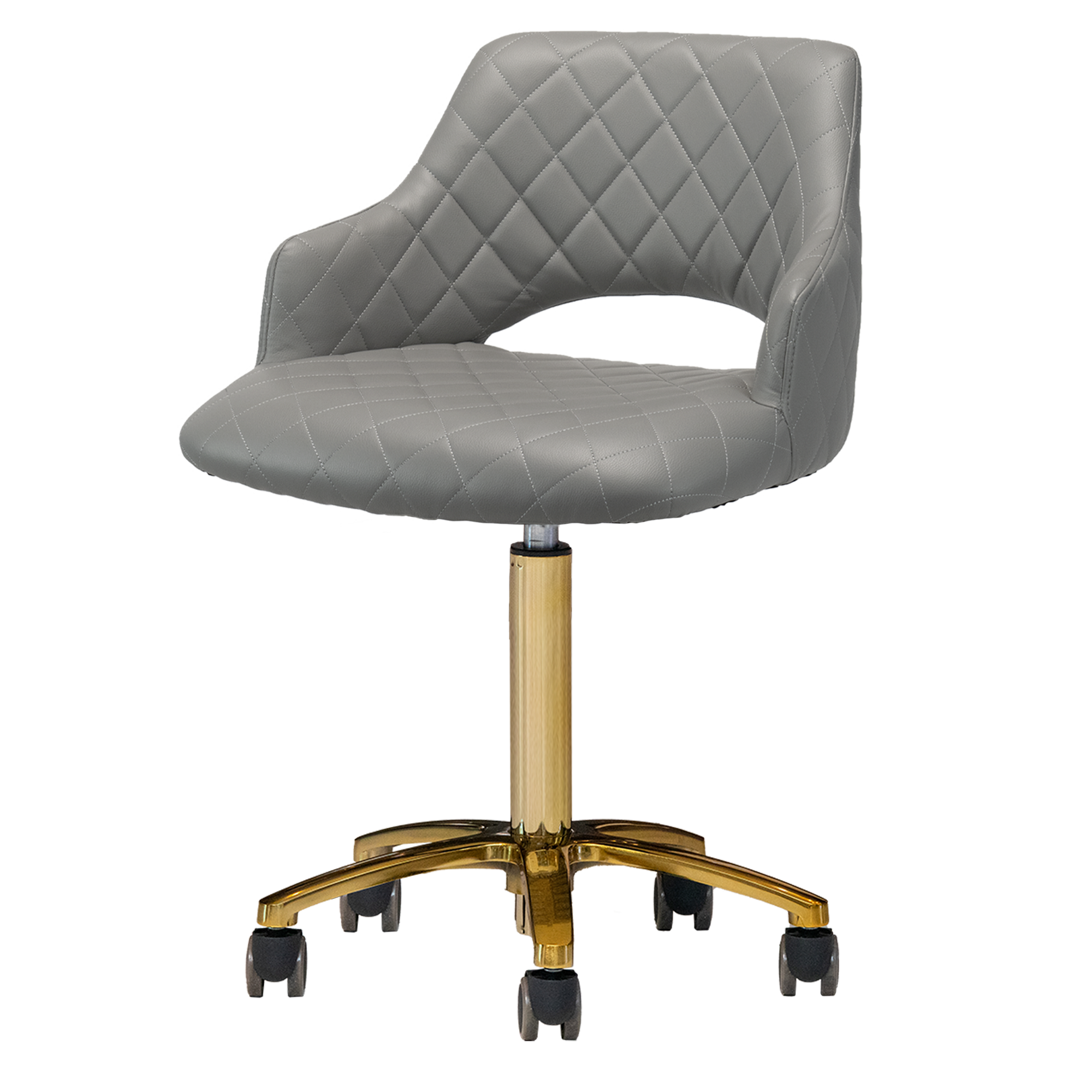 Gray manicure stool with gold accents