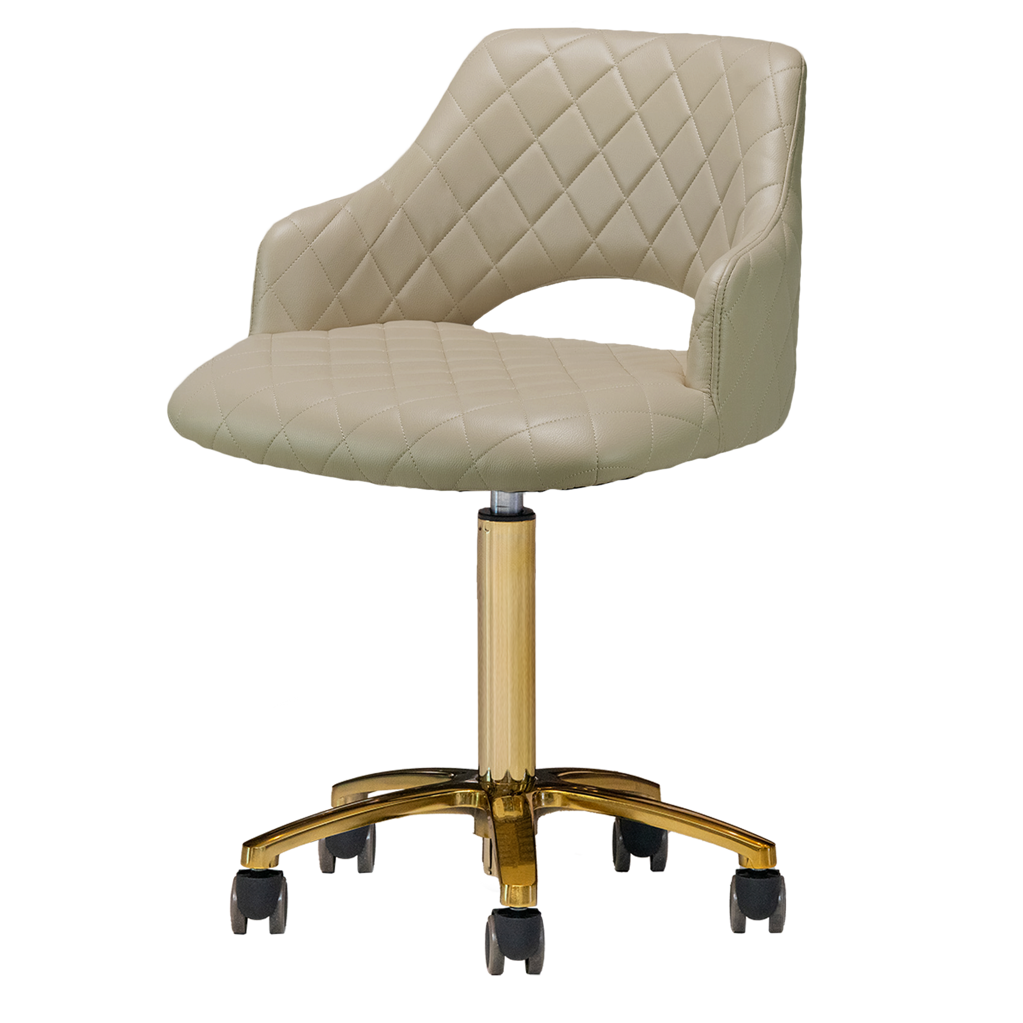 Khaki manicure chair with gold accents
