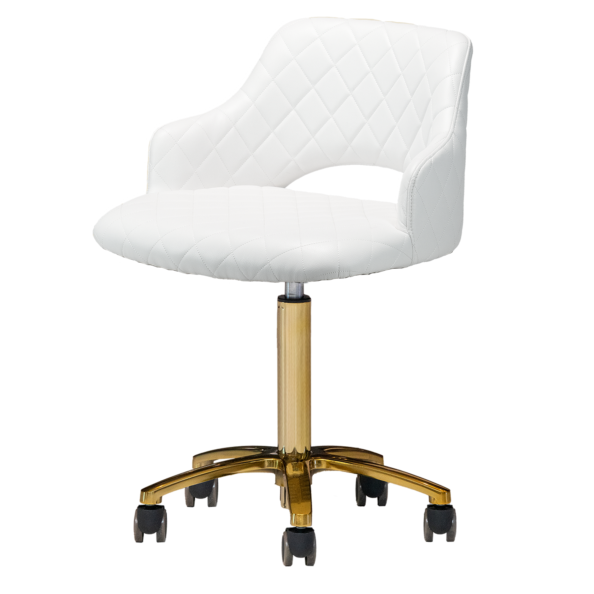 White manicure stool with gold accents