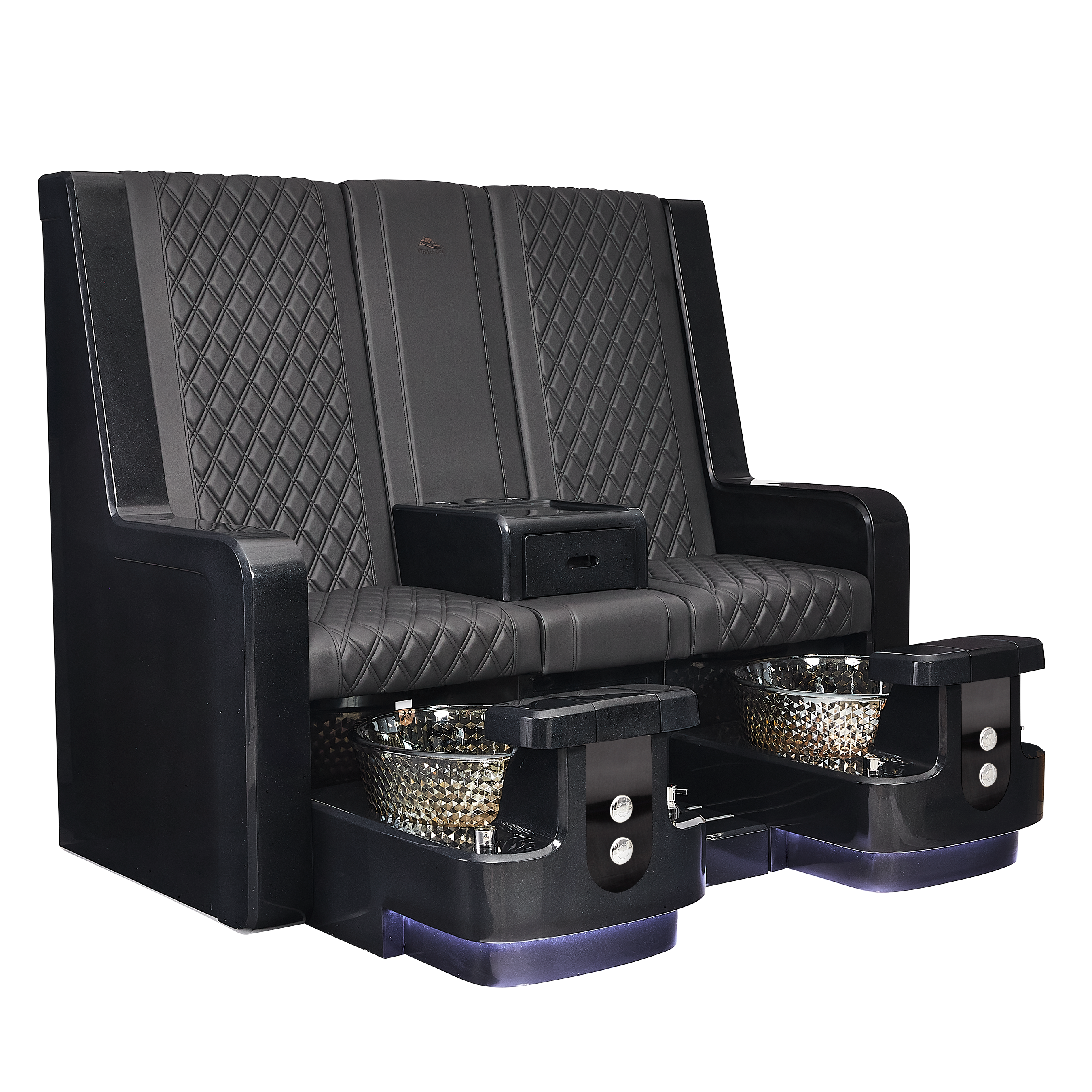 Black pedicure bench with matching bowls 