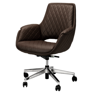 Chocolate colored salon customer chair with wheels