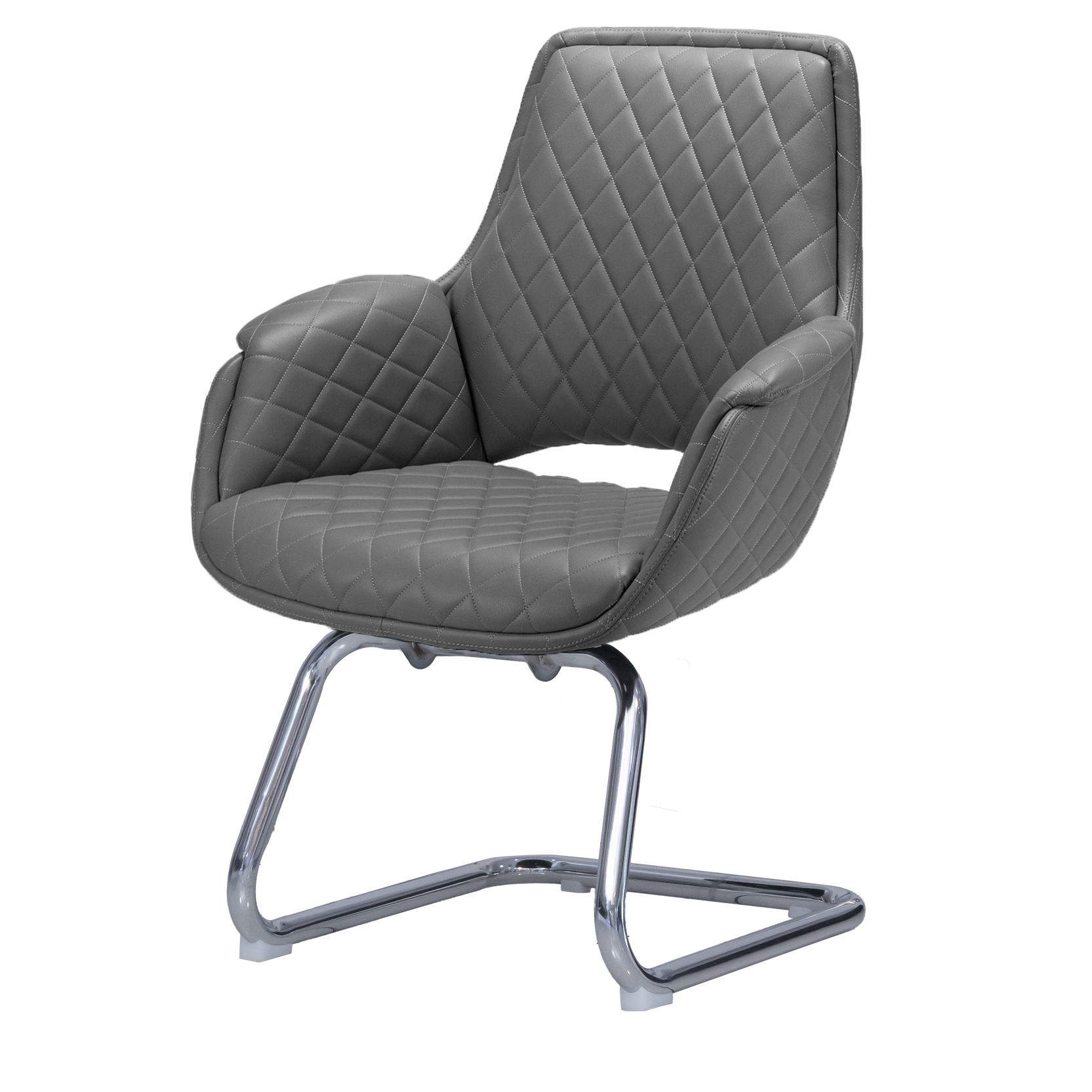 Gray salon customer chair with no wheels