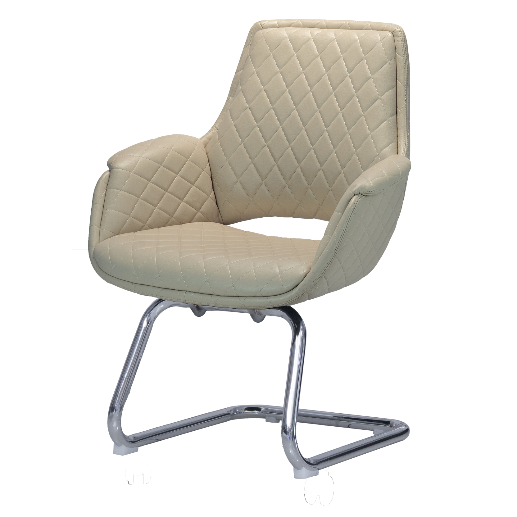 Khaki salon customer chair with no wheels