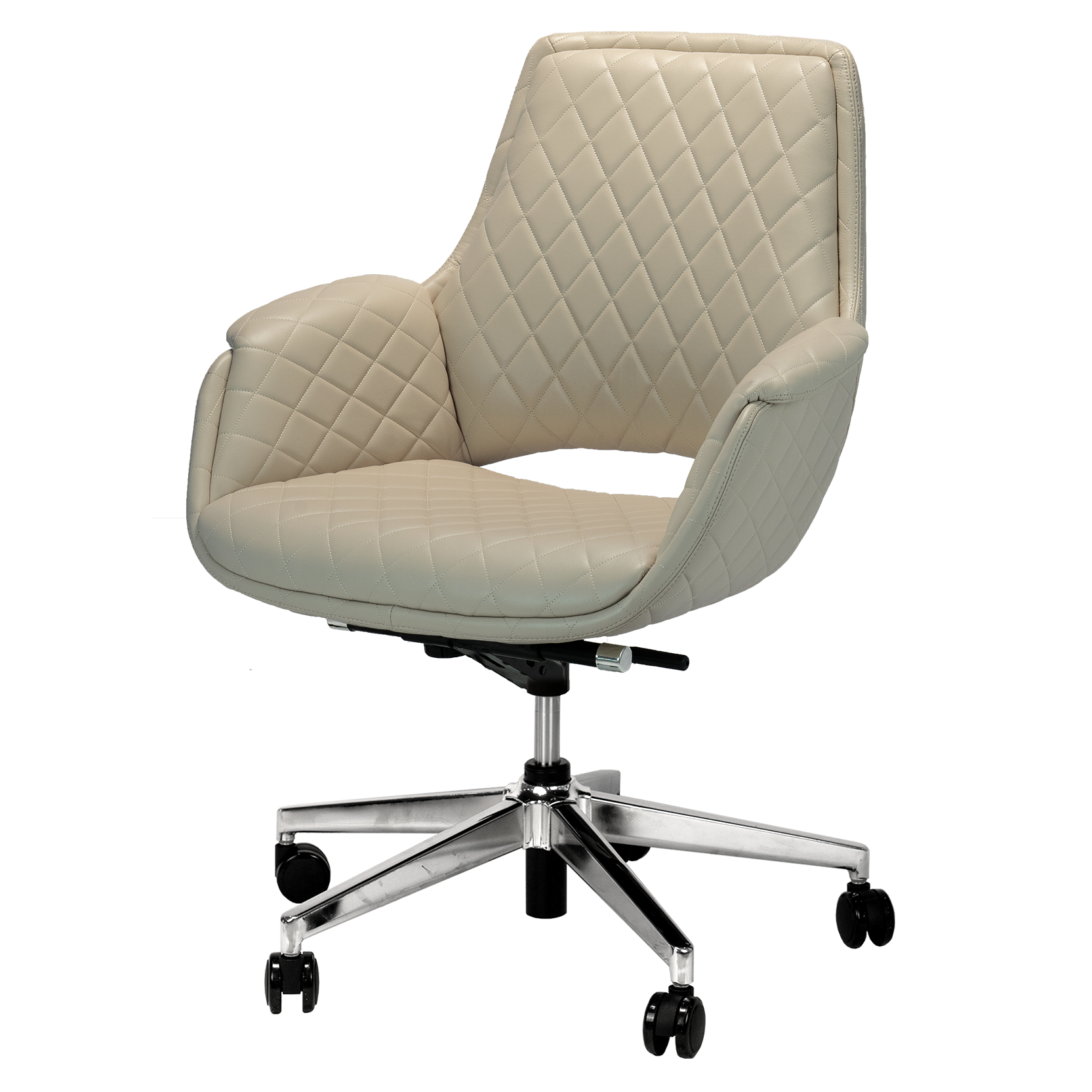 Parchment salon customer chair with wheels