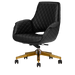 Black salon customer chair with gold hardware