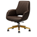 Chocolate colored salon customer chair with gold hardware
