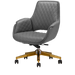 Gray salon customer chair with gold hardware