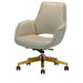 Khaki colored customer salon chair with gold hardware