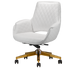 White salon customer chair with gold hardware