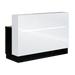 White salon reception desk with black rear