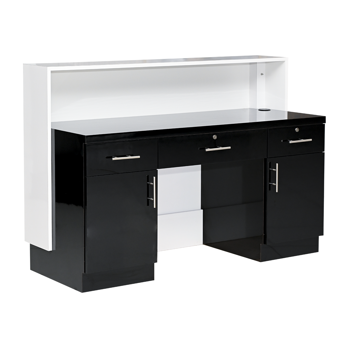 Rear view of salon reception desk