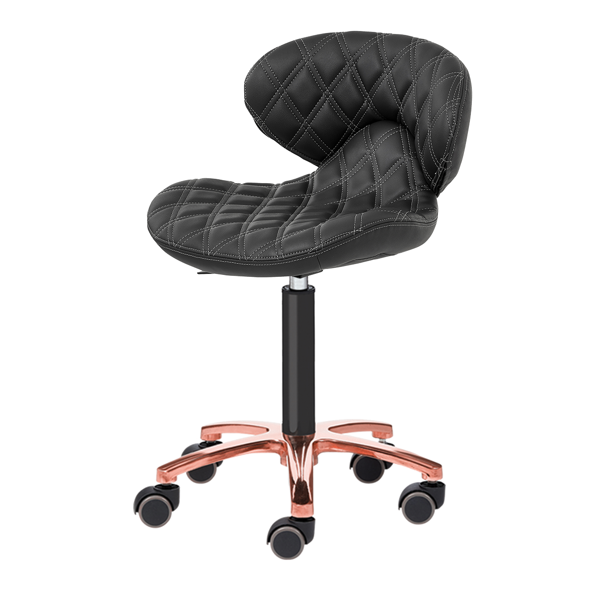 Black pedicure stool on rose gold base
