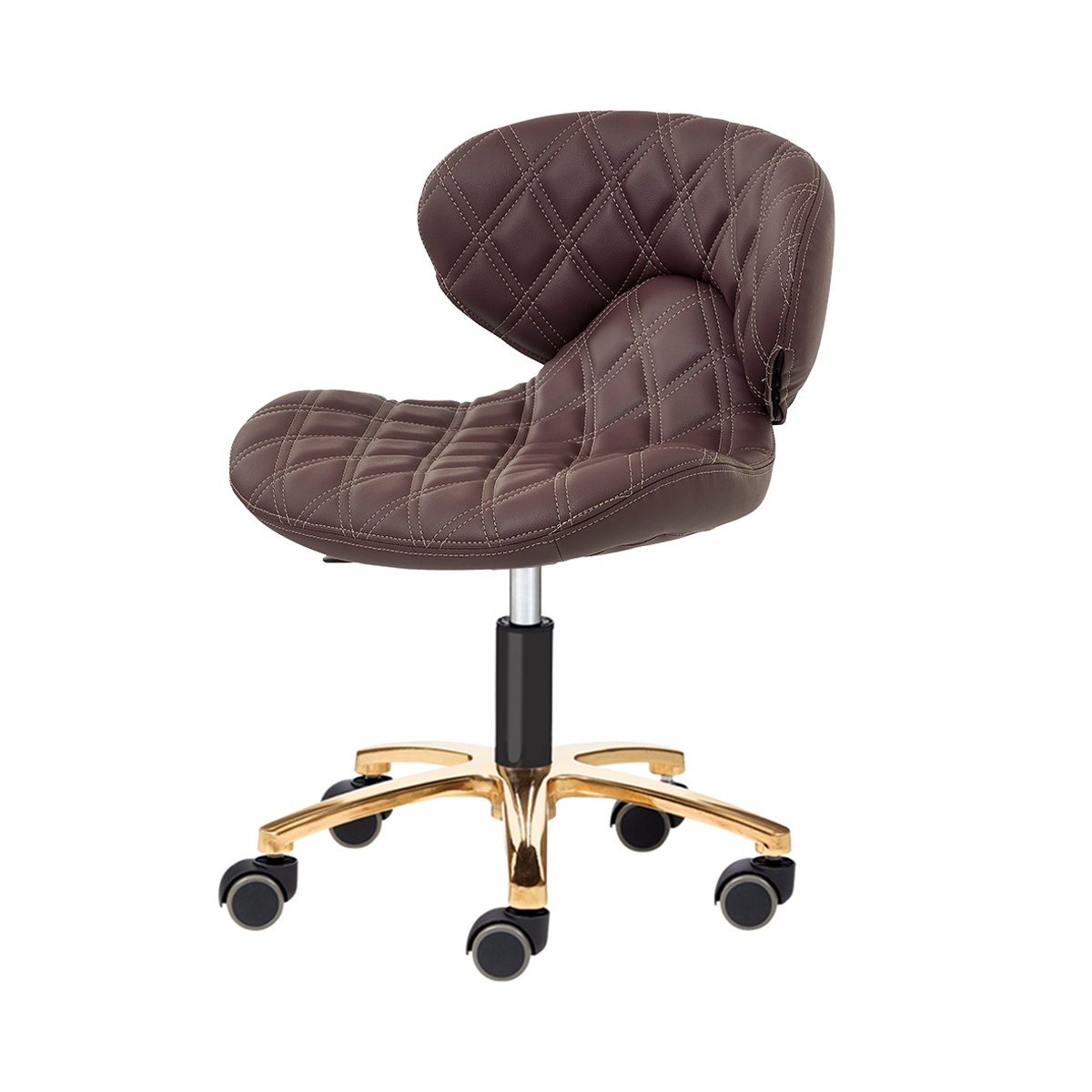 Chocolate pedicure stool on gold base