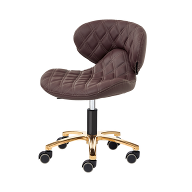 Chocolate pedicure stool on gold base