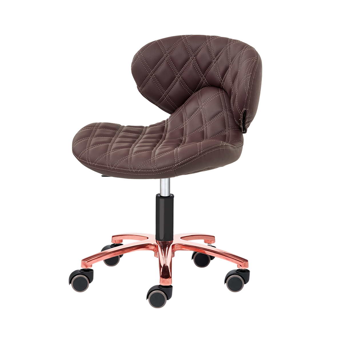 Chocolate pedicure stool on rose gold base