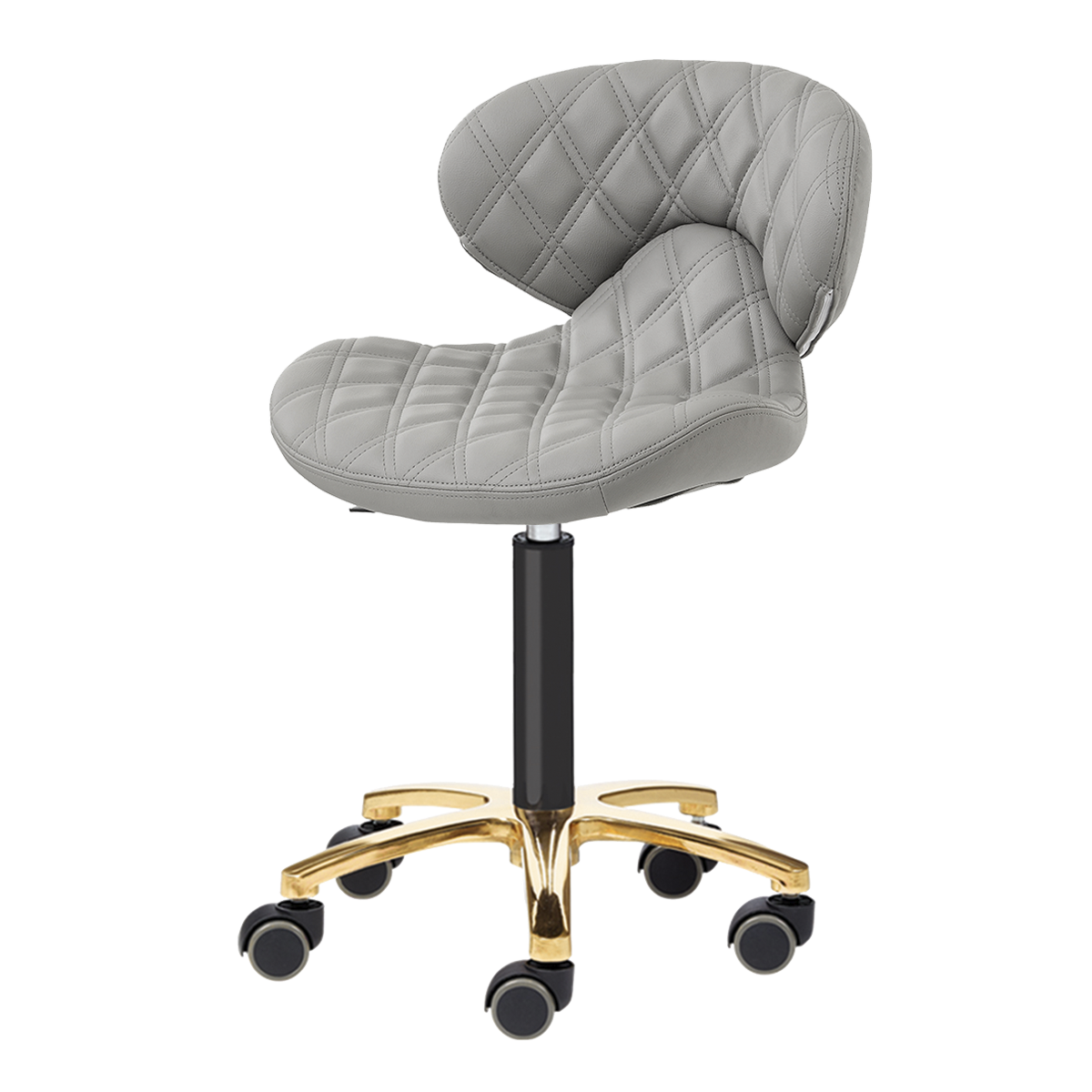 Gray pedicure stool on gold base