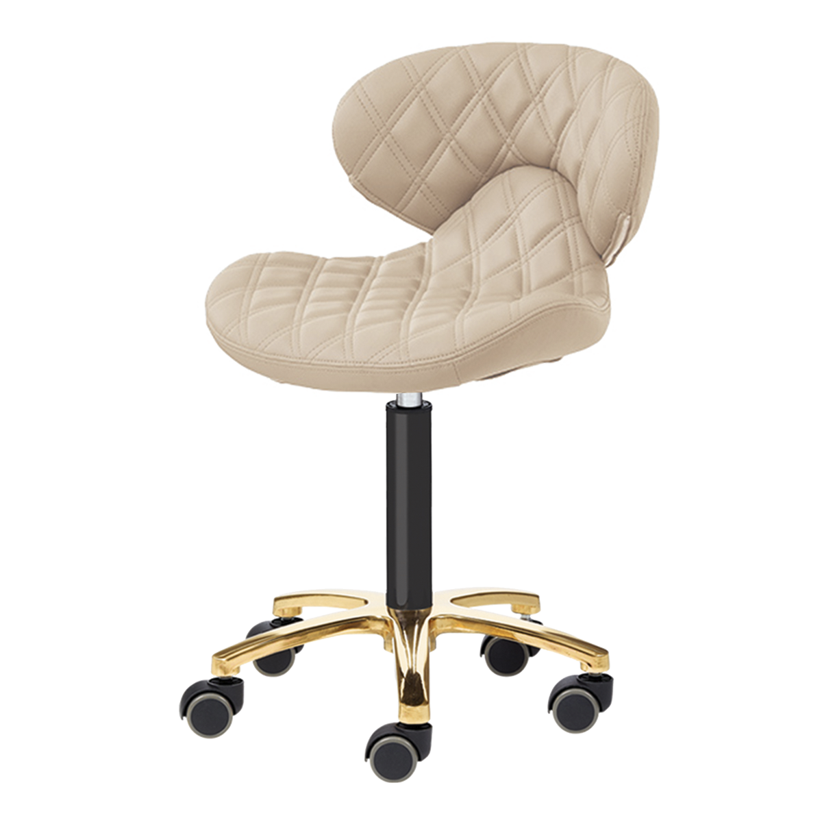 Parchment pedicure stool on gold base