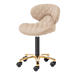 Parchment pedicure stool on gold base